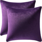 20x20 Throw Pillow Cases Purple: 2 Pack Cozy Soft Velvet Square Decorative Pillow Covers for Farmhouse Home Decor