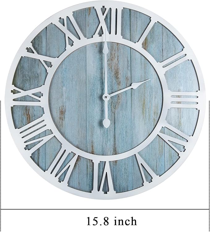 1st owned Wall Clocks for Living Room Decor,16" Vintage,Round Silent Non Ticking,Black Metal,Modern Wood Clocks for Home Bedroom,Kitchen,Garden,Office,Cafe,Modern Wall Decoration -Roman Numerals