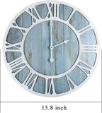 1st owned Wall Clocks for Living Room Decor,16" Vintage,Round Silent Non Ticking,Black Metal,Modern Wood Clocks for Home Bedroom,Kitchen,Garden,Office,Cafe,Modern Wall Decoration -Roman Numerals