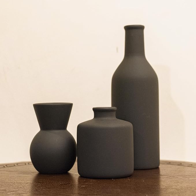 Ceramic Flower Vase, Small Vase for Centerpieces, Modern Vases for Home Decor- 3 Pcs