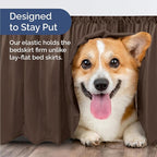 Wrap Around Dust Ruffle Bed Skirt - Brown - for King Size Beds with 21 Inch Drop - Easy Fit Elastic Strap - Adjustable Pleated Bedskirt w/Brushed Fabric - Wrinkle Free - for Women, Men, Kids & Teens