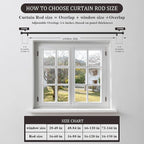 Oneach Black Curtain Rods for Windows 66 to 120 Inch, 1 Inch Pole Adjustable Length Heavy Duty Metal Curtain Rod Set, for Outdoor Bedroom Kitchen Living Room (16 to 120 Inch)