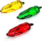 Set of 3 Glass Chili Miniature Figurines Fall Decorations for Home Crystal Fruits Vagetables Paperweights for Kitchen Tabletop Glass Christmas Centerpiece Decor