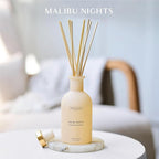 Benevolence LA Reed Diffuser - Champagne & Peony | Luxurious Home & Bathroom Decor | Long-Lasting Scent Diffusers for Home - Malibu Sands Collection