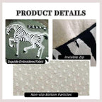 Pouf Ottoman Unstuffed Poufs Soft Touch Zebra Boho Footrest Floor Chair Storage for Living Room Bedroom Home Decor (Green, 20 x 20 x 8 Inches Square)