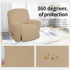 Easy-Going 4 Pieces Oversized Recliner Stretch Sofa Slipcover Sofa Cover Furniture Protector Couch Soft with Elastic Bottom Polyester Spandex Jacquard Fabric Small Checks Sand X-Large