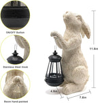 Garden Statues Rabbit with Solar Lights-Bunny Figurine Halloween Decorations Outdoor Rabbit Decor for Lawn,Balcony-Yard Art Garden&Patio Decor,Unique Housewarming&Birthday Gifts for Women Mom