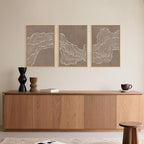 Geometric White Tan Wave Framed Canvas Wall Art Set, Abstract Line Art Painting, Modern Minimalism Wall Decor, Neutral Art Print for Living Room, Bedroom, Dining Room, Office - 16"x24"x3