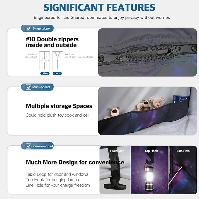 Bed Tent,Portable Privacy Sleeping Bed Canopy,Blackout 90% Drapes for Kids and Adult,Indoor Space Tent with Breathable Large Mesh Windows