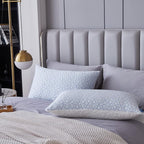 Pillows Standard Size - Adjustable Firm Pillow for Back Stomach and Side Sleeper - Shredded Memory Foam Cooling Pillow for Neck and Shoulder Pain with Washable Cover and Bonus Foam Fill