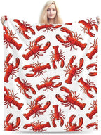 HGOD DESIGNS Red Lobster Fleece Throw Blanket Ultra Soft Cozy Blooming Decorative Flannel Blanket All Season for Home Couch Bed Chair Travel 50x60in