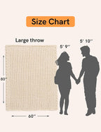 YnM Chunky Throw Blanket, Hand Knitted with Chenille Yarn, Skin Friendly, Ventilated and Breathable, Machine Washable, Home Décor Piece for Couch, Sofa and Bed (Butter Cream, 40x50 Inch)