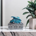 Dragon Statue Jewelry Box, Medieval Fantasy Myth Dragon With Cover Treasure Box, Dragon Statue Decoration Collection Gift Box. (Blue)