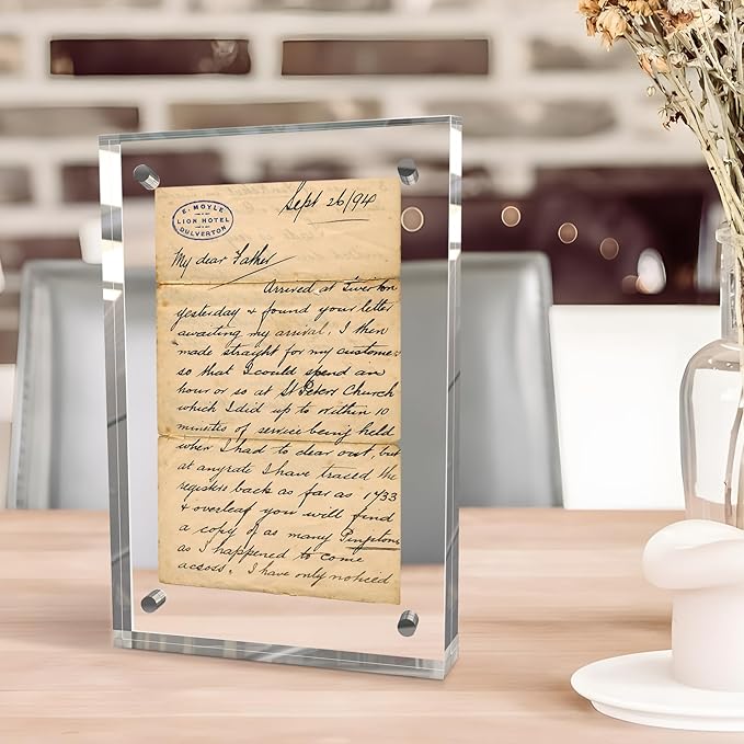 8x10 Inches Acrylic Picture Frames 1 Pack, Double Sided Magnetic Photo Frames,Free Standing on Desk or Table Clear Picture Frames