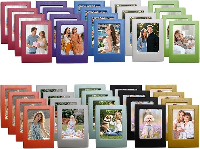 40 Pack Magnetic Picture Frame 2x3 Picture Frame Bulk Mini Picture Frames Set For Fujifilm Instax Frame Cute Multiple Colorful Photo Frames for Refrigerator Wallet Size Picture Frames