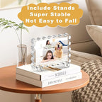 5x7 Acrylic Picture Frames, 3 Pack Magnetic Photo Frame with Stands, Double Sided Clear Picture Frames,10+10mm Thickness Scalloped Photo Frames for Home Office Decor Table Top Display