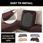 PrinceDeco Sectional Couch Covers 3 Pieces Velvet Sofa Covers L Shape Soft Couch Covers for Sectional Sofa Corner Sofa Cover Couch Cover for Dogs Washable (2 Seater + 1 Chaise,Brown)