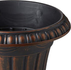 PL00CP Classic Traditional Plastic Urn Planter, 16" x 18", Brushed Copper