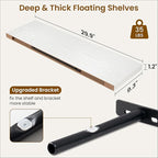 Fun Memories 30 Inch Floating Shelves for Wall, 9 Inch Deep White Rustic Wood Wall Mounted Shelves for Bathroom, Bedroom, Living Room, Set of 2