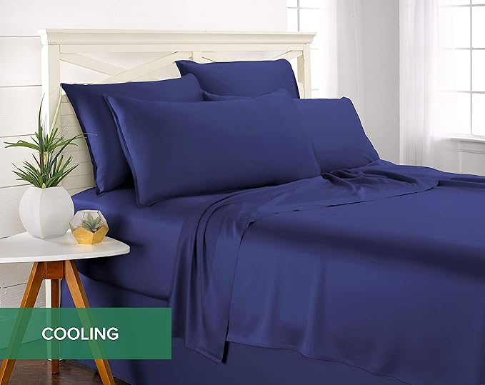 Pure Bamboo California King Sheets, Genuine 100% Organic Viscose Derived from Bamboo Bed Sheet Set, Soft & Cooling, Double Stitching, 2 Year Quality Promise (California King, Cobalt Blue)