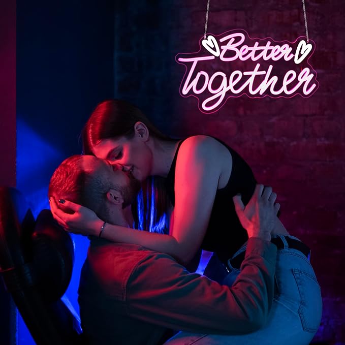 Neon Sign, HSJNJKFU Better Together Neon Signs for Wall Decor Pink Light Led Sign for Room Home Party Birthday Wedding Bar Signs - USB Powered