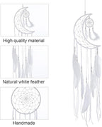 Jetec 3 Pcs Dream Catcher Moon Sun Star Design Handmade Traditional Craft Ornament Wall Hanging Home Decoration Bedroom Wedding Halloween Christmas Decorations(White)