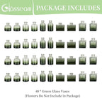 Glasseam Bud Vases in Bulk 40: Green Glass Vases for Centerpieces Cute Small Vases for Flowers Mini Decorative Tiny Centerpiece Table Decor Wedding Party Dining Room Decoration
