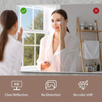 YIROMAN Bathroom Mirror 48"x40", Large Brushed Silver Bathroom Mirror for Over Sink with Aluminum Frame, Rectangular Vanity Mirror with Right Angle, Wall Mirror Hangs Horizontal or Vertical