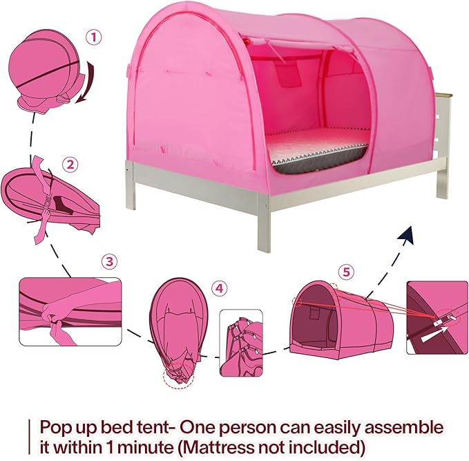 LEEDOR Bed Tent Dream Tents Bed Canopy Shelter Cabin Indoor Privacy Warm Breathable Pop Up Twin/Full/Queen for Kids and Adult Patent Pending(Mattress Not Included)