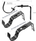 Frienda 6 Pcs Curtain Rod Brackets Adjustable Holder Wall for 1 Inch Diameter Curtain Rod General Bracket Hooks with Screws (Black)