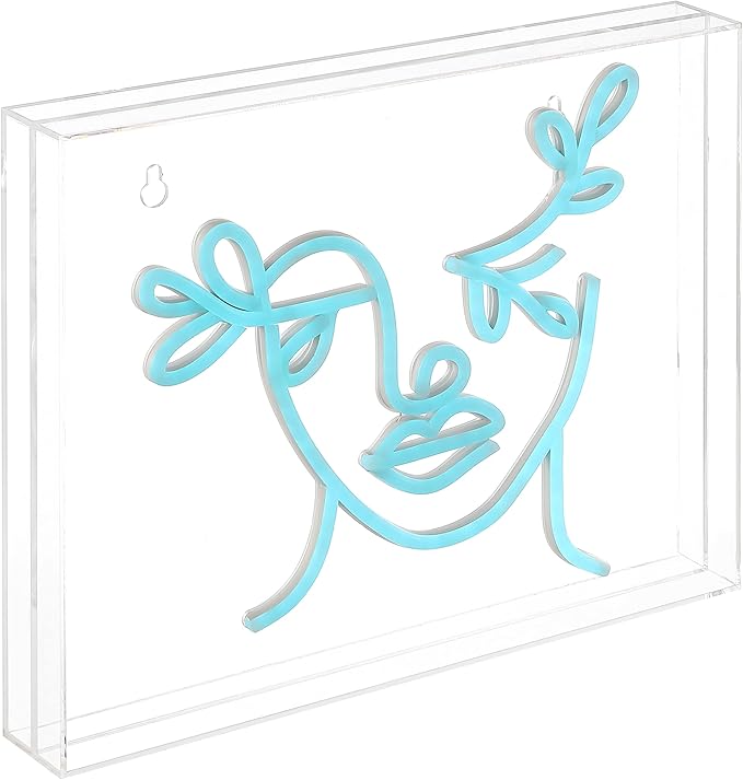 JONATHAN Y NEN1032A Teary Face 13.7" X 10.9" Contemporary Glam Acrylic Box USB Operated LED Neon Light, Blue