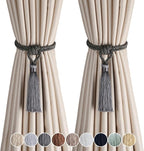 Fenghuangwu Curtain Tiebacks Tassel Tie-Backs, Rope Curtain tie Backs Handmade Curtain Holdbacks Made from Polyester (Charcoal, 2p)