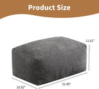 Square Pouf Ottoman, Comfy Lazy Floor Footrest with Memory Foam Filling for Living Room, Grey