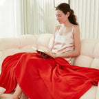 EMME Cotton Throw Blanket for Couch Soft Muslin Blankets 50"x60" Lightweight Breathable Blanket All Season Gauze Blanket, Orange Rust