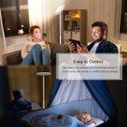 JOOFO Floor Lamp,30W/2400LM Sky LED Modern Torchiere 3 Color Temperatures Super Bright -Tall Standing Pole Light with Remote & Touch Control for Living Room,Bed Room,Office (Pearl White)