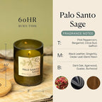 Paddywax Eco Green Collection Soy Wax Blend Candle in Glass Jar, Palo Santo Sage Scent, Green Vessel with Wood Lid, 8 oz