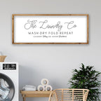ZZJJHYWGQ Laundry Room Wall Decor 32"×12" Wash Dry Fold Repeat Funny Laundry Sign Rustic Farmhouse Decor Large Wooden Frame Humorous Quote Wall Hanging Art (Wood)