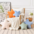 Xiashrk Star Pillow, Decorative Throw Pillows for Bed Couch, 15" Star Shaped Pillow Plush Floor Cushions Room Decor Pillow with Faux Rabbit Fur for Sofa Bedroom Living Room (Grey Blue, 15" x 15")