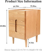 Narrow Nightstand, Mid Century Modern Nightstand, Solid Wood Bedside Table, Side Table witn Drawers (Natural, 11.81inches)