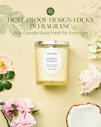 M&SENSE Coconut Vanilla Scented Candle, Cracking Wooden Wick Soy Wax, 18oz 100 Hours Long Lasting Clean Burn, Large Jar Candles for Home Decor, Non-Toxic Relaxing Aromatherapy Gifts for Women