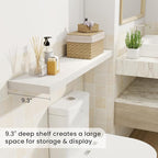 Fun Memories 40" Rustic Wood Floating Shelves with Invisible Brackets for Storage & Decor, Deep Wall Mounted Shelves for Bathroom, Kitchen, Living Room (White, Set of 2)