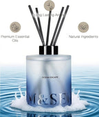 M&SENSE Ocean Escape Reed Diffuser Set - 16.9 fl oz Sea Salt Scent Diffuser with Sticks, Large Long-Lasting Fragrance Diffuser, Aromatherapy Diffuser Gift for Summer, Spa & Home Decor