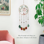 Rainbow Agate Gemstone Large Dream Catcher Crabapple Chakra Tree of Life Dream Catcher with Crystal Stones Handmade Dreamcatcher Wall Decor for Adults Boys Girls Bedroom Garden Bless Gift