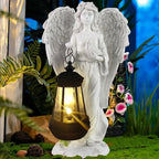 Solar Angel Garden Statue, Angel Figurine Outdoor Decor with Warm White Solar Lantern Garden Angel Figurine Outdoor Statue Waterproof Angel Sculpture Lawn Yard Art Patio Ornament Housewarming Gift