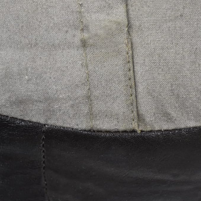 Round Shaped Goat Leather Handmade Eco-Friendly Chocolate Brown Pouf - 18" x 18" x 18", Plain Solid, Recycled Cotton Filled Stuffed, PF12