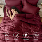 JOLLYVOGUE Queen Comforter Set, Ultra-Soft Bed in a Bag Queen Size 7 Pieces, Oeko-TEX Certified Bedding Set with Down Alternative Comforter, Sheets, Pillowcases & Shams, Burgundy