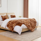 BENVWE Faux Fur Throw Blanket for Couch Bed - Fluffy Soft Thick Bubble Blanket for Living Room Home Decor - Fathers Day Birthday Gifts for Women Men, Tie-dye Caramel, 60" x 80"