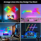 Smart WiFi RGB LED Wall Light Lines, Music Sync DIY Geometry Splicing Gaming Lights, 16M+ Color Changing Home Decor Lights Work with Alexa and Google Assistant for Game Room, Bedroom - 9 Bars