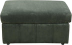 Ottoman Rectangular Storage Ottoman Bench, Flannel Footrest Stool Footstool with Lid for Living Room, Bedroom, Entryway, Green, 38"x30"x22"