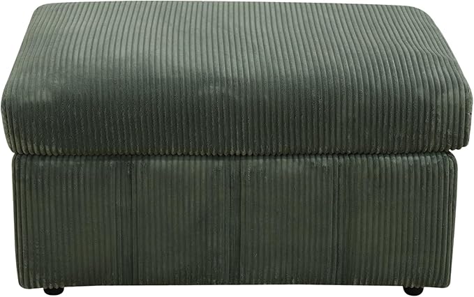 Ottoman Rectangular Storage Ottoman Bench, Flannel Footrest Stool Footstool with Lid for Living Room, Bedroom, Entryway, Green, 38"x30"x22"